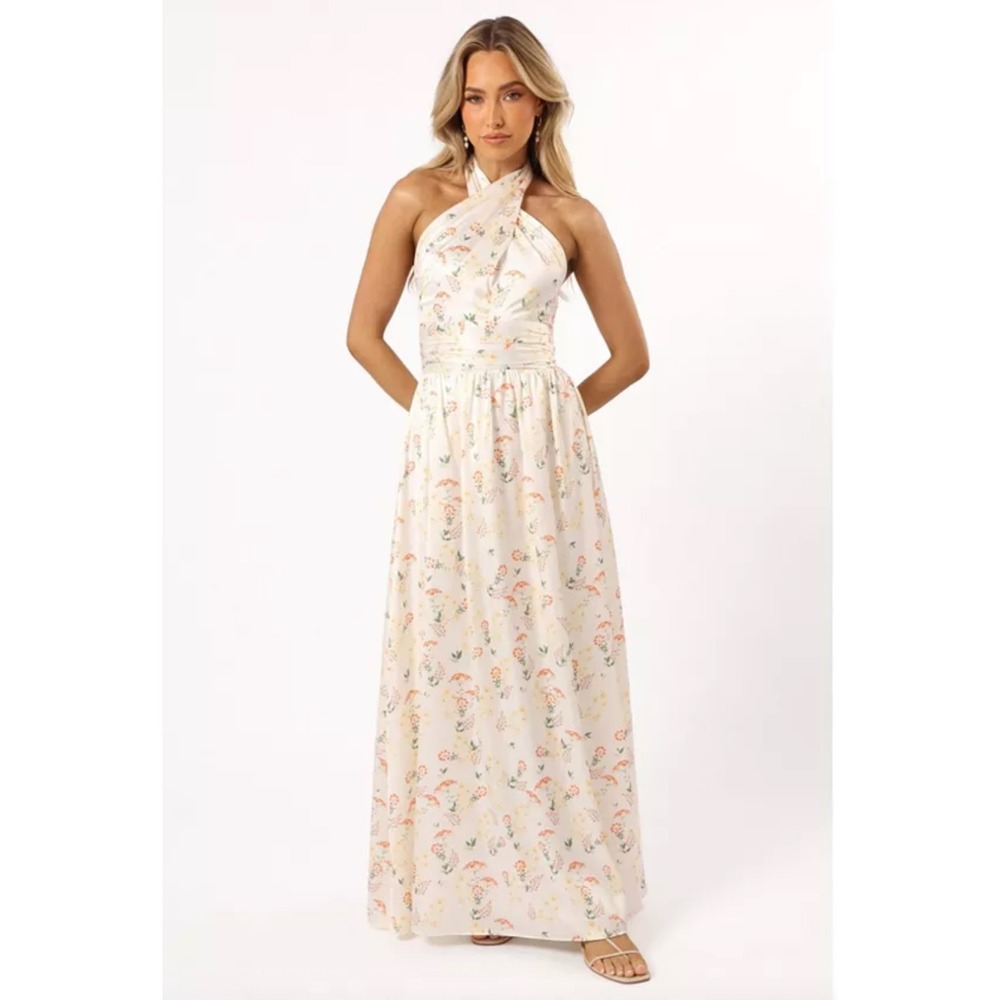 Petal & Pup Cream Floral Halter Maxi Dress